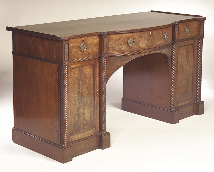 A William IV mahogany twin pedestal sideboard,