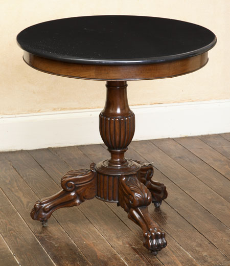 A 19th century French marble topped mahogany gueridon