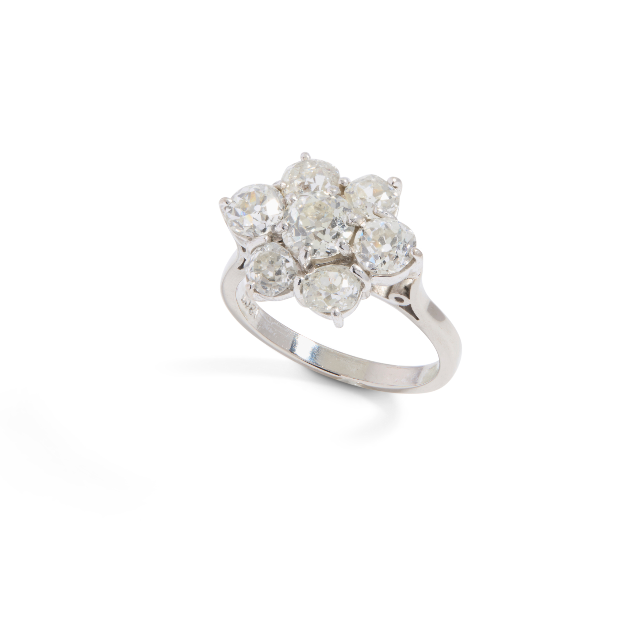 A diamond flower cluster ring