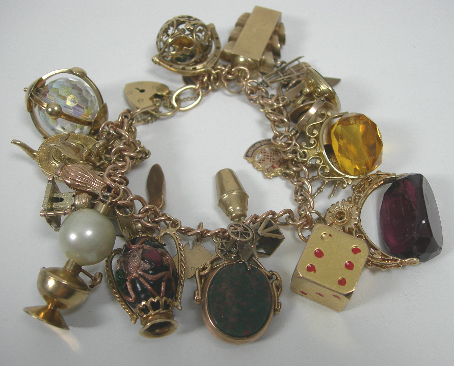 A 9ct gold charm bracelet,
