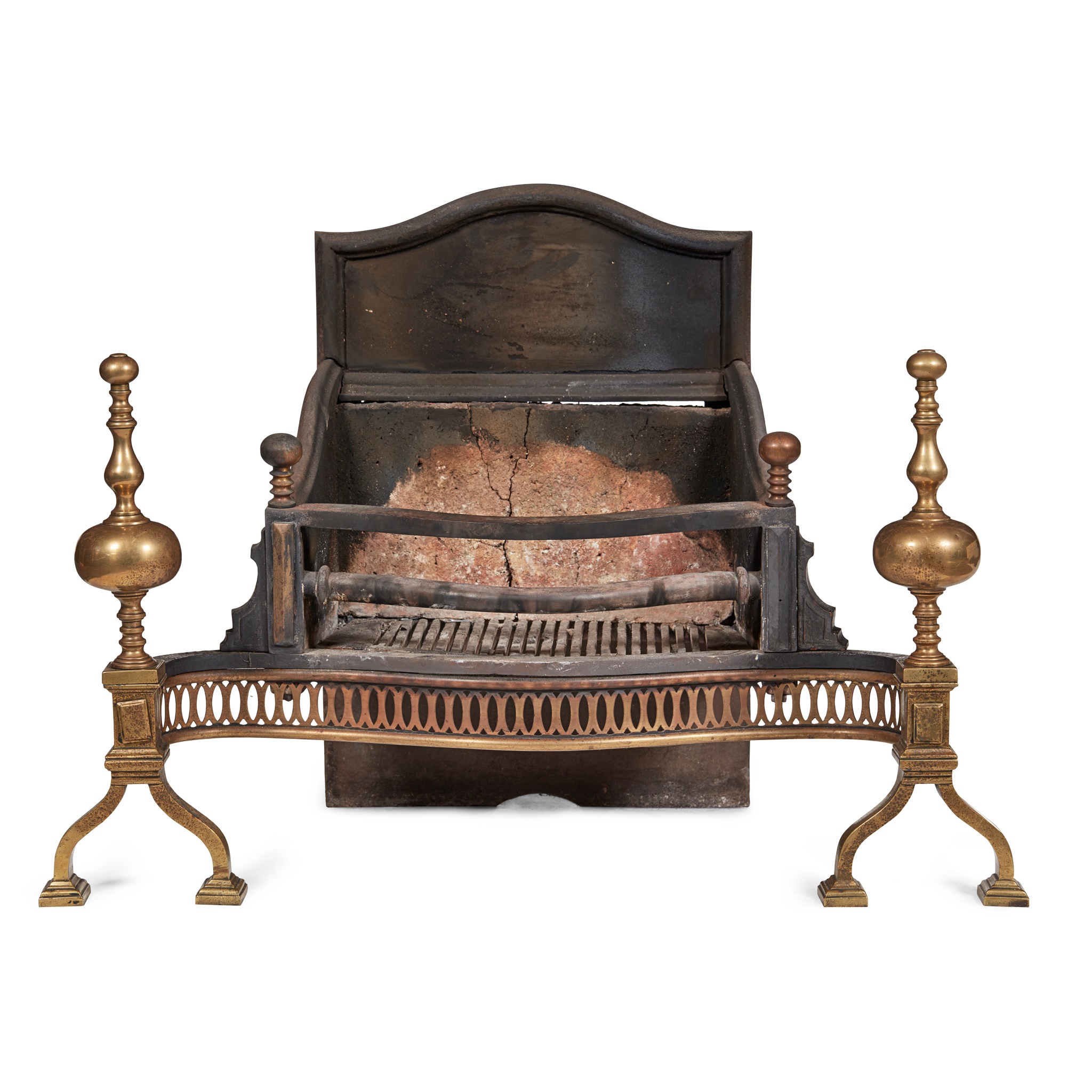 GEORGIAN IRON AND BRASS FIREBASKET