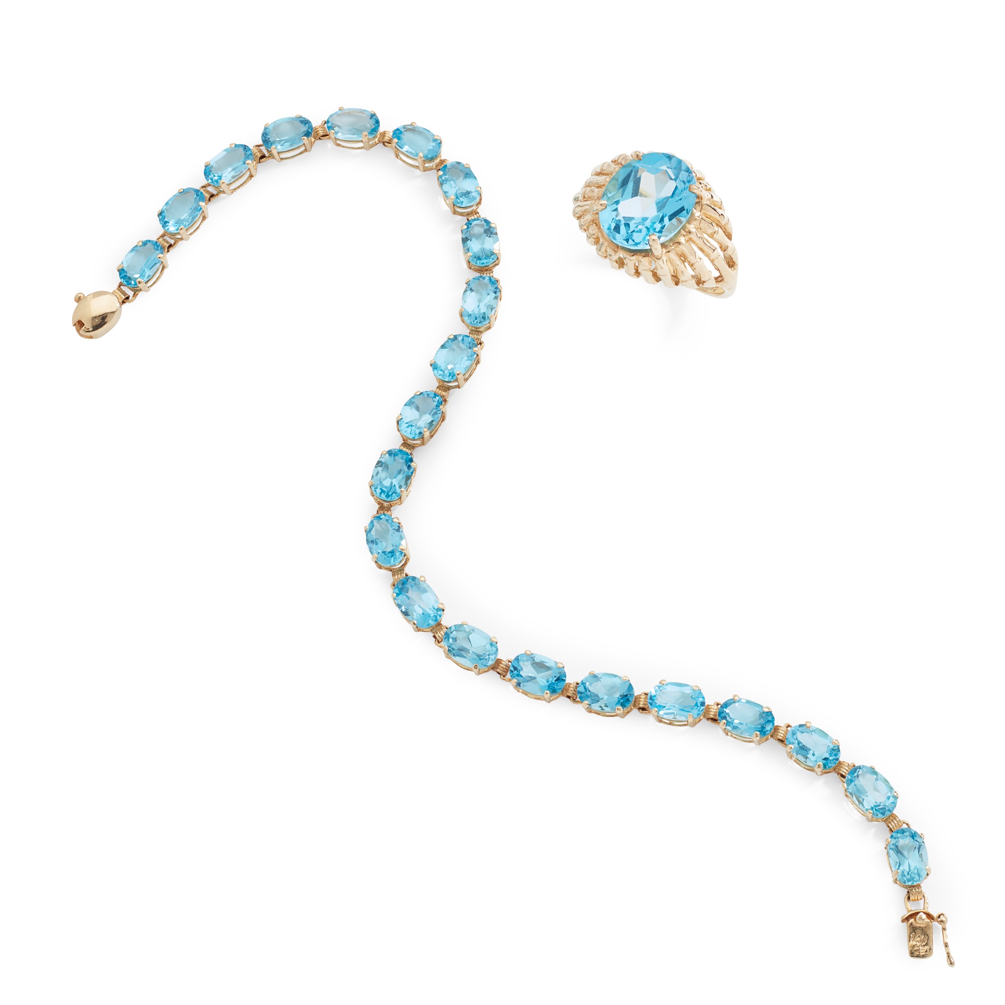 A topaz bracelet and ring