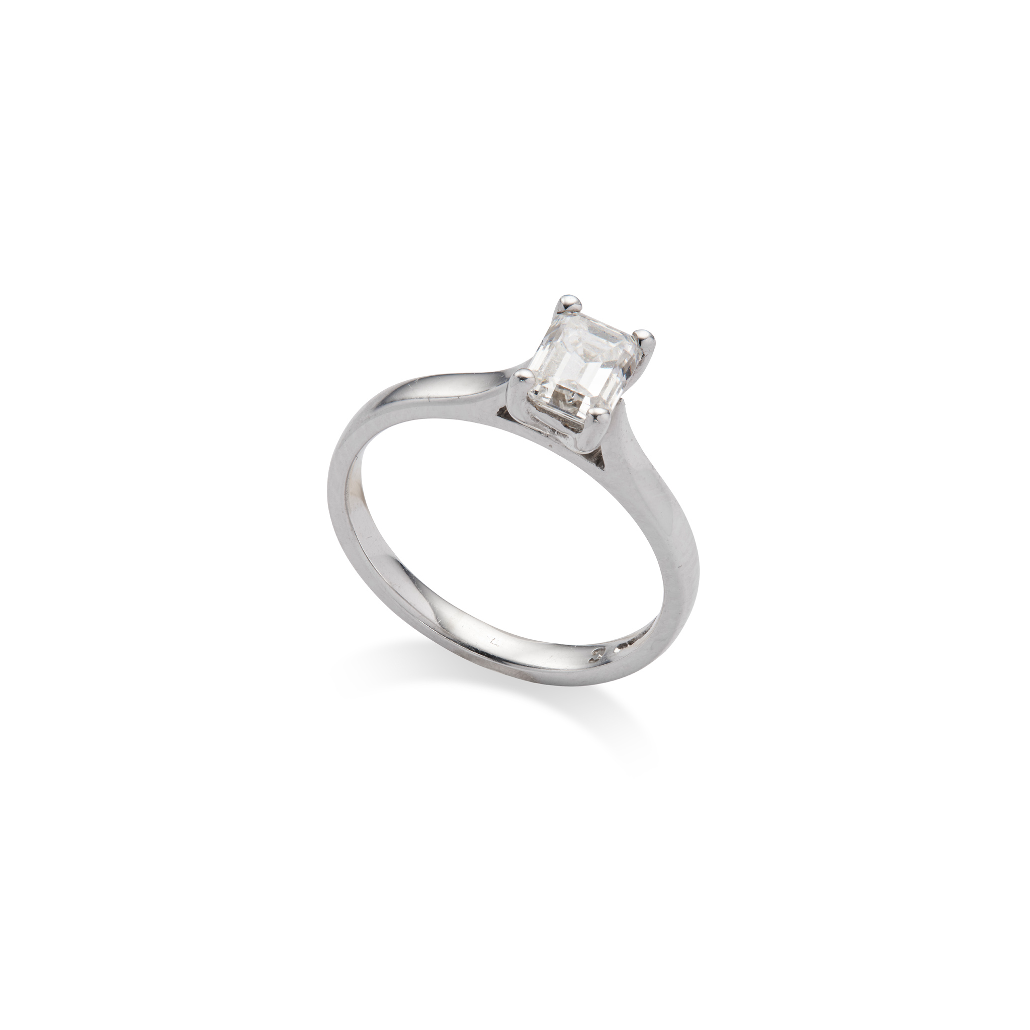 A platinum and diamond single-stone ring