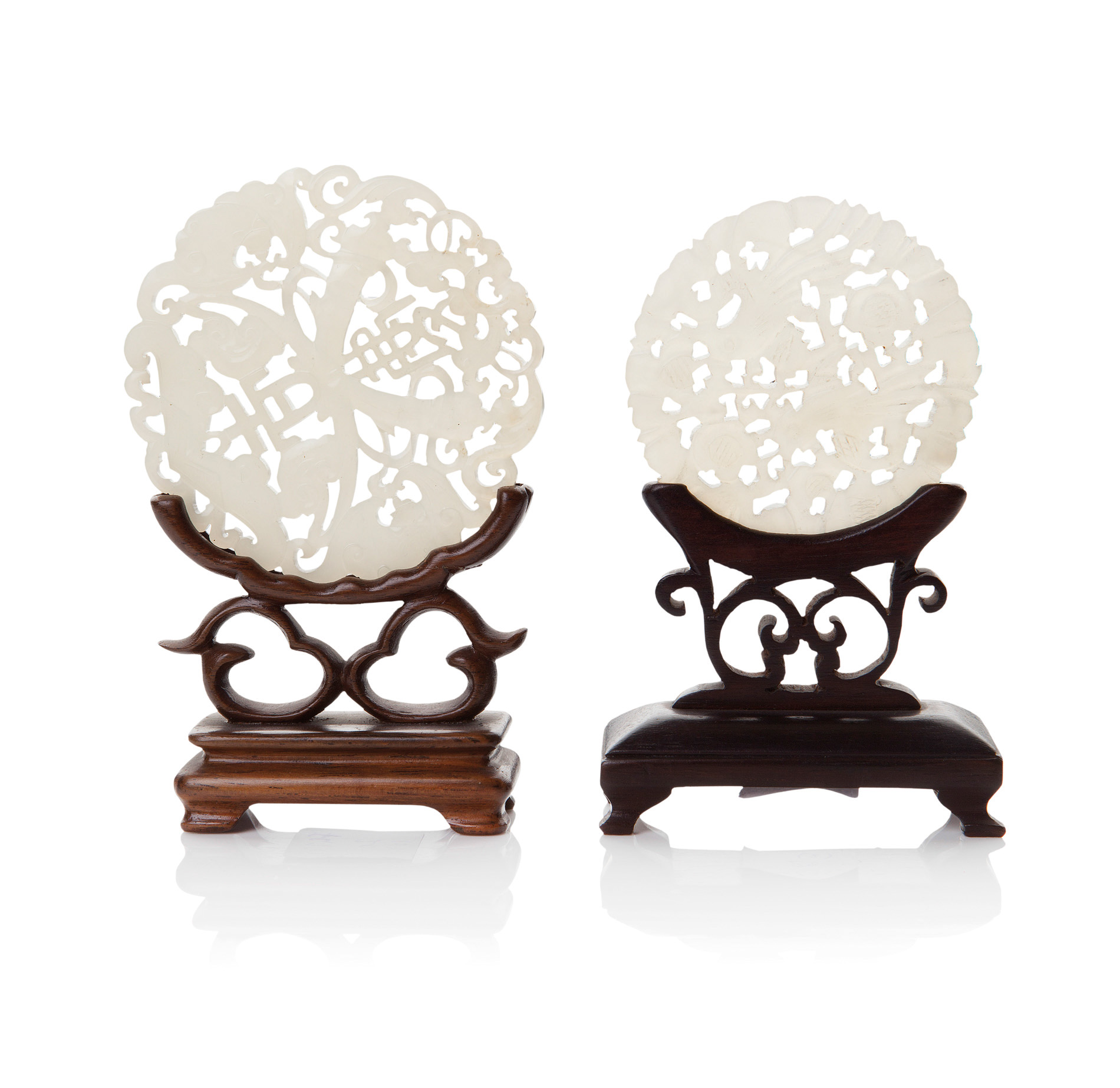 TWO PIERCED JADE CIRCULAR PLAQUES