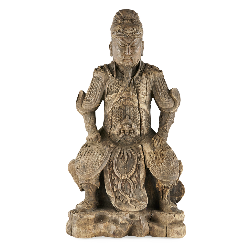 CARVED WOOD FIGURE OF GUANDI