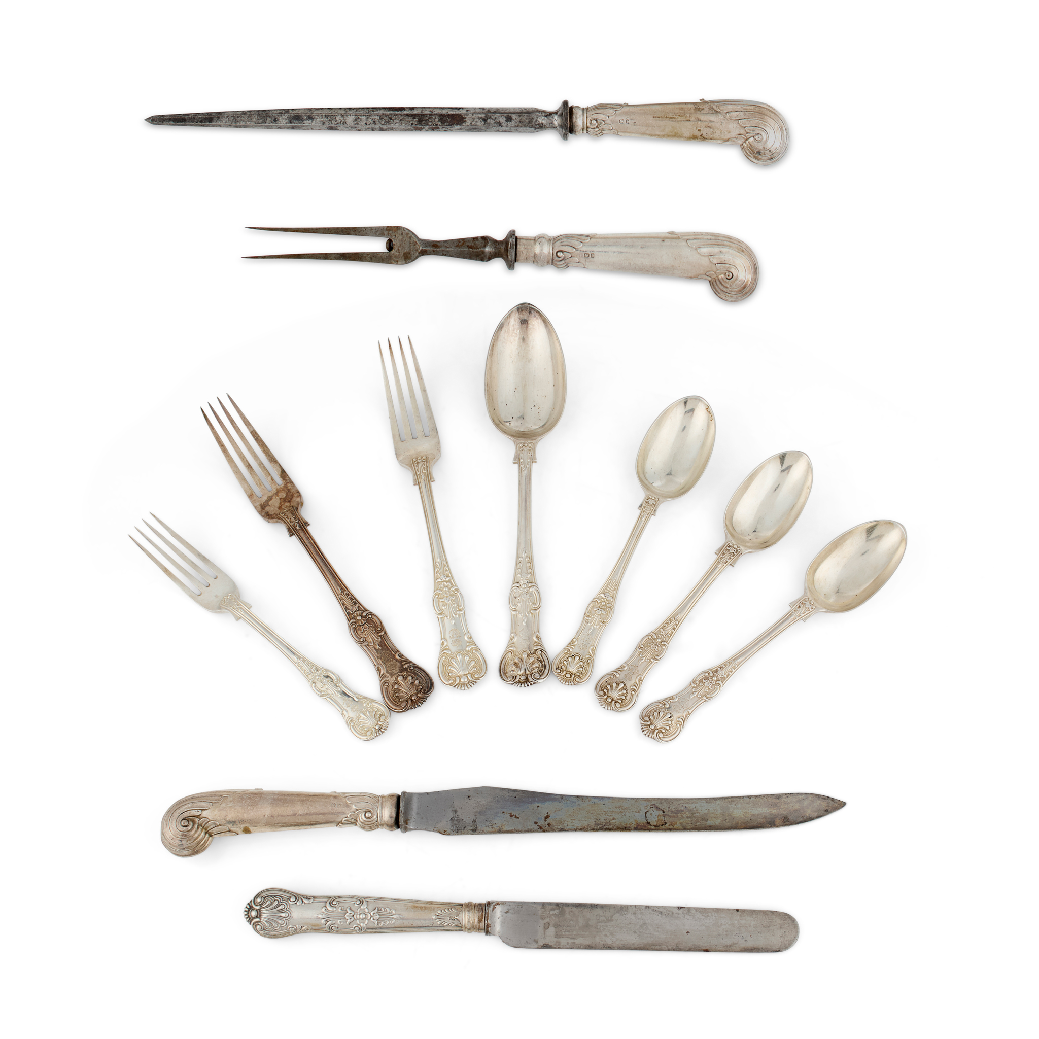 A COMPOSITE SUITE OF PREDOMNINATLY VICTORIAN FLATWARE - PRINCE CHRISTIAN VICTOR OF SCHLESWIG-HOLSTEIN INTEREST