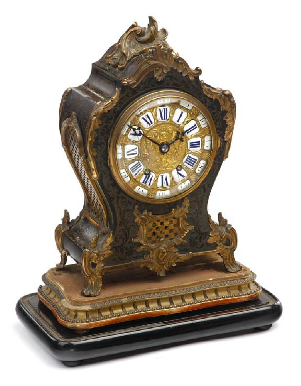 A mid 19th century Boulle and gilt metal mantel clock