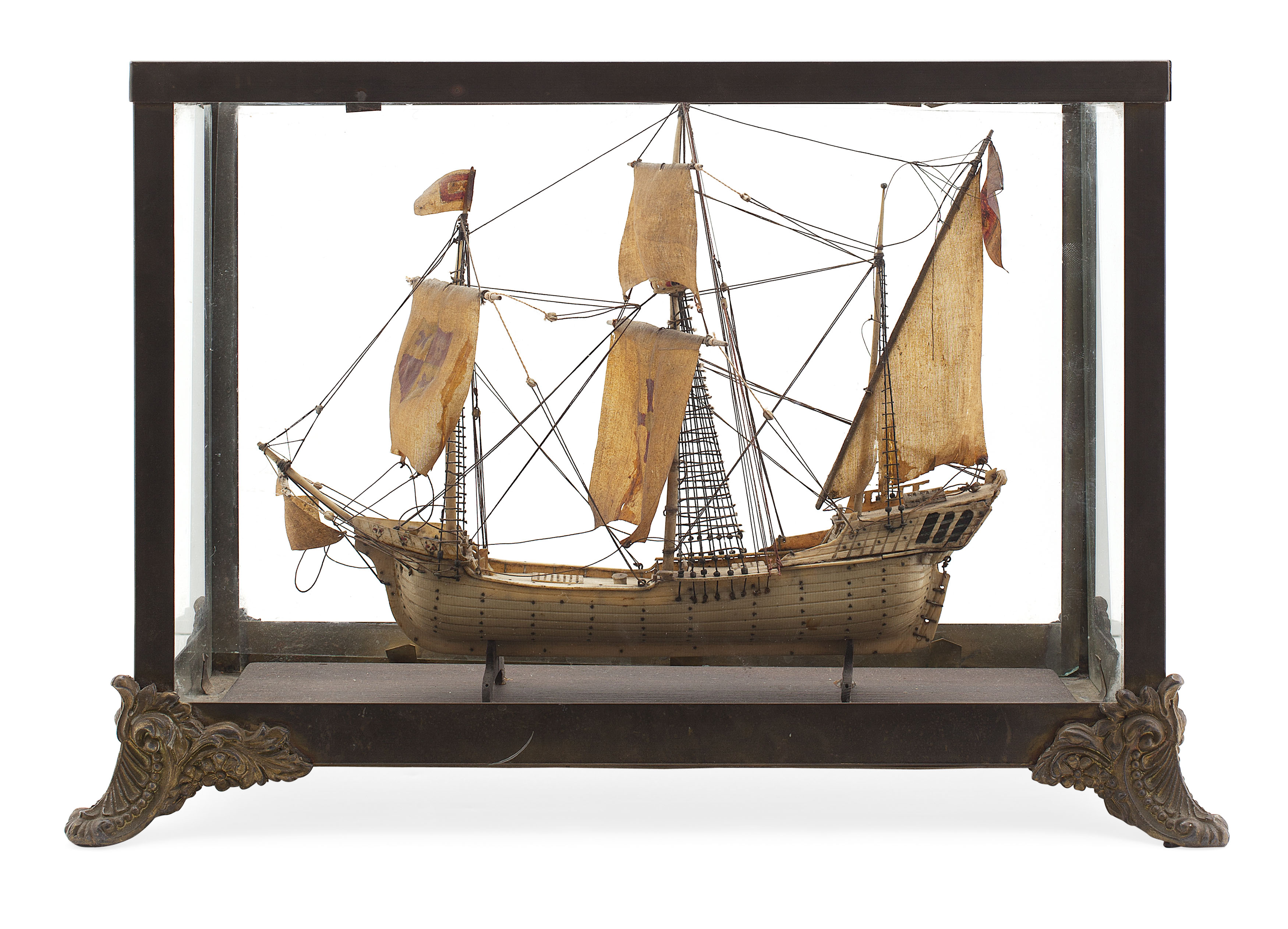 PRISONER OF WAR BONE CASED SHIP MODEL