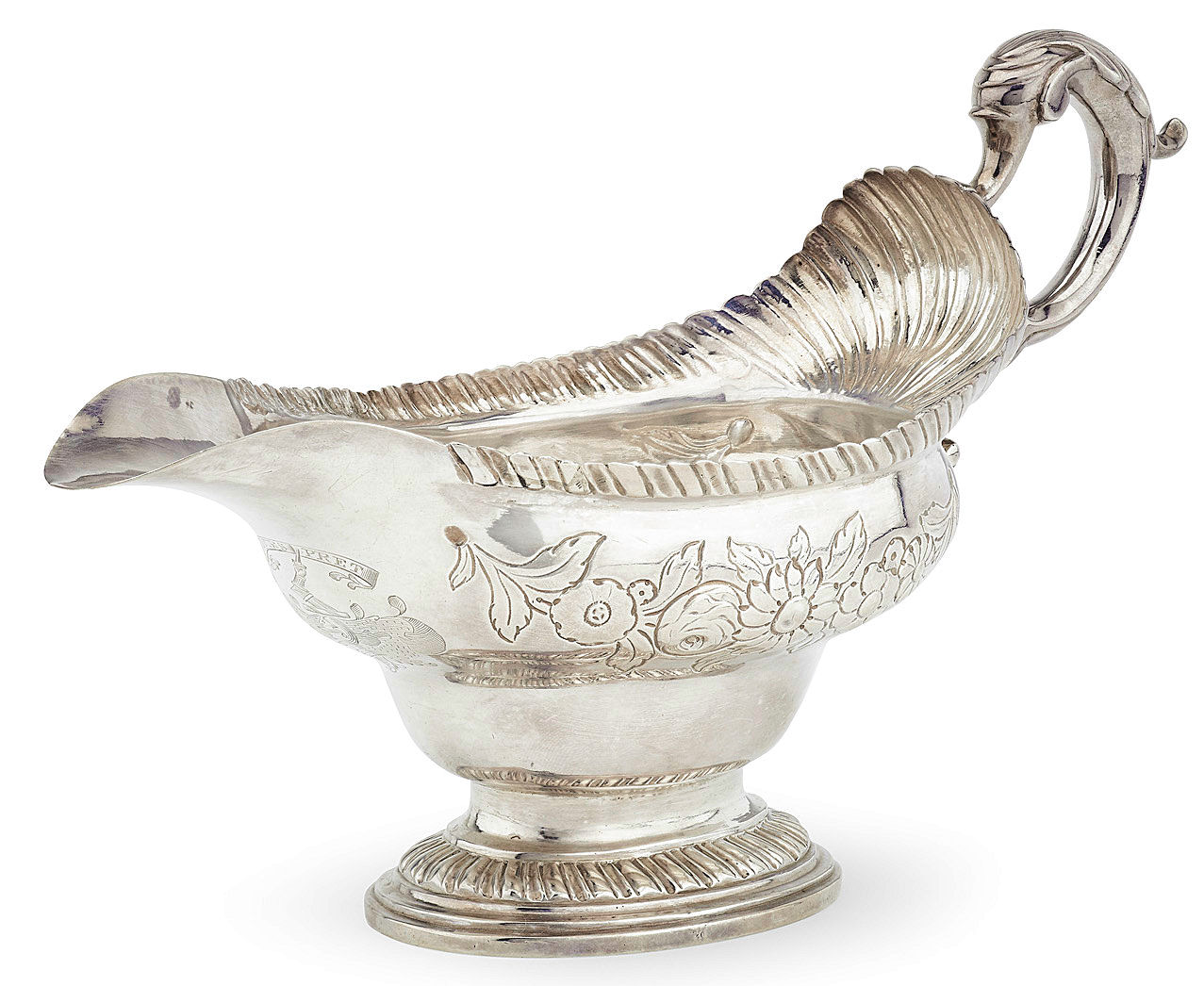 A George III inverted pear shaped sauce / cream boat