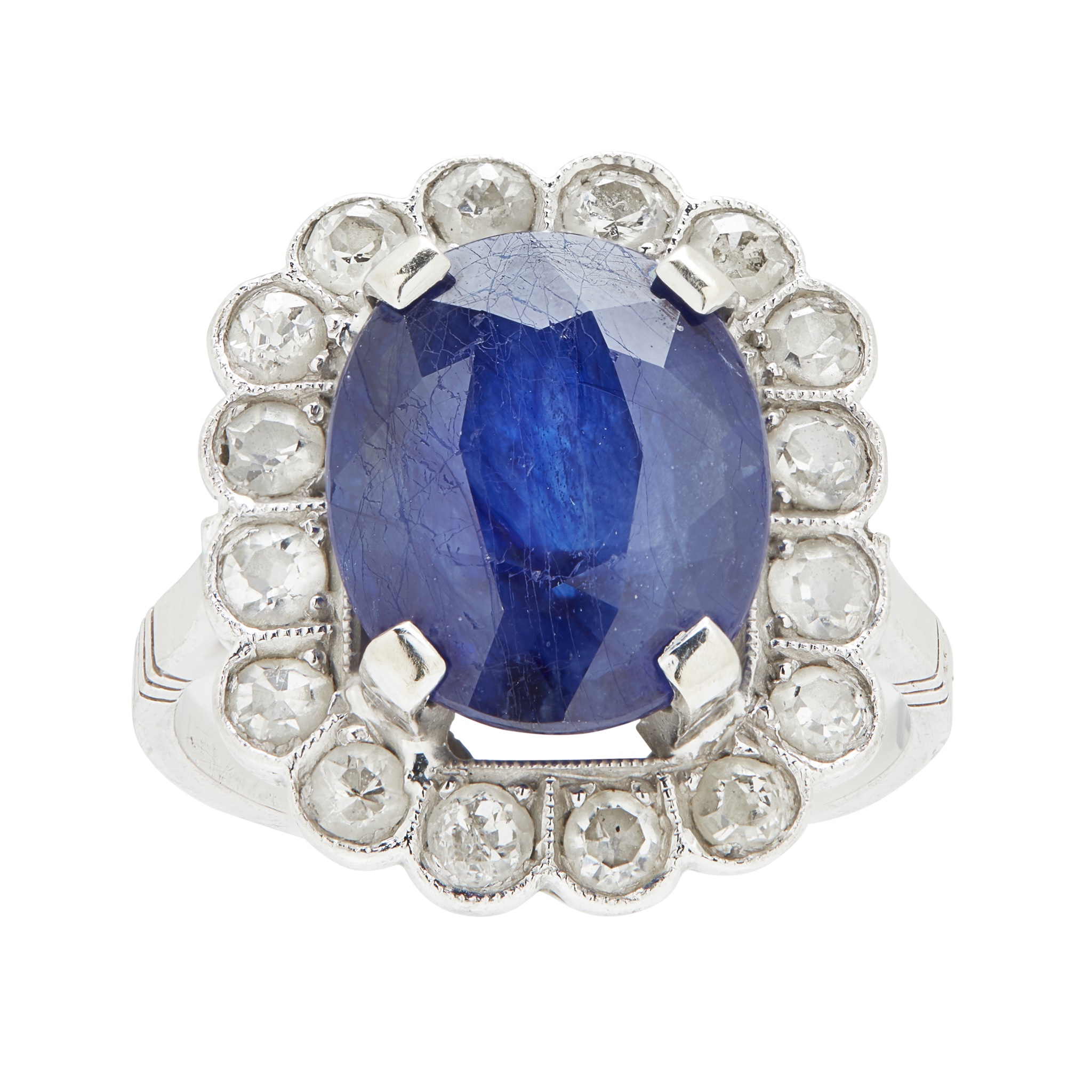 A sapphire and diamond cluster ring