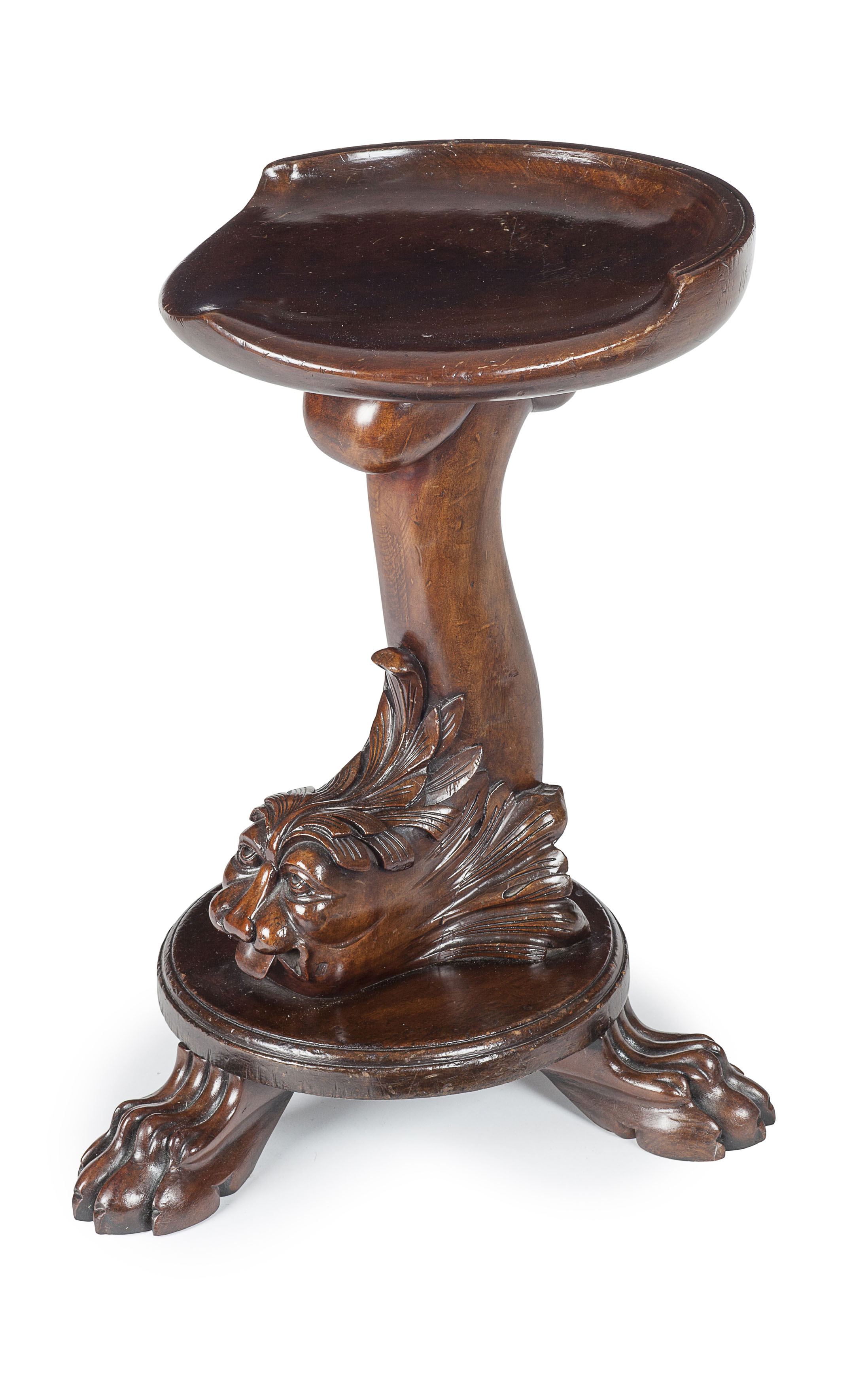 CARVED MAHOGANY REVOLVING STOOL