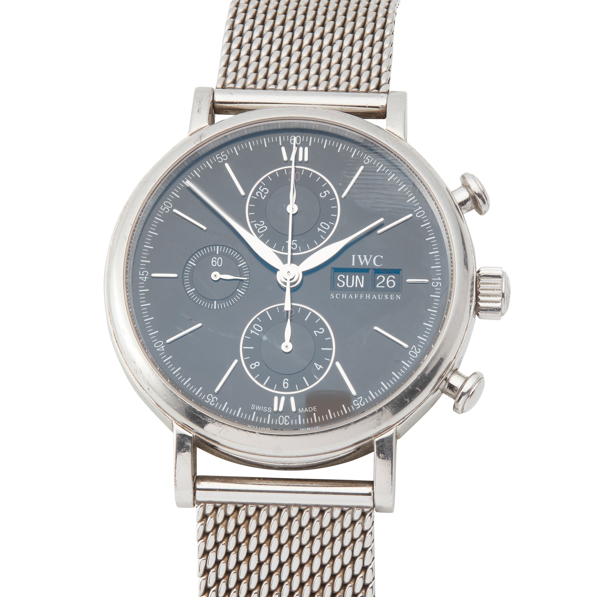 A gentleman's stainless steel wrist chronograph, IWC