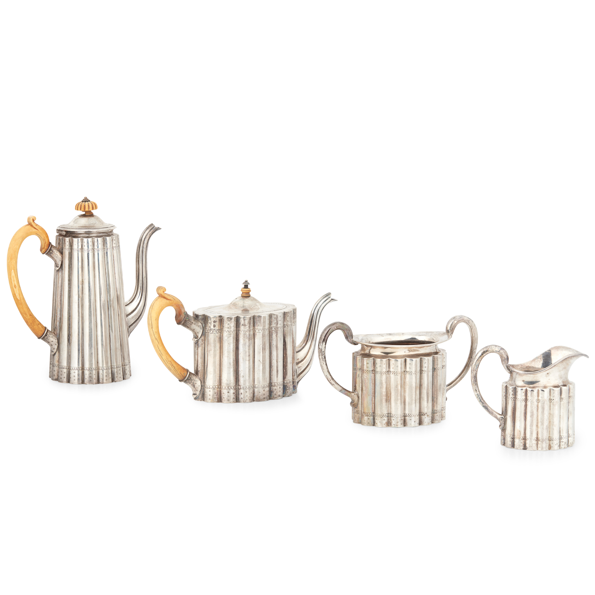 A Victorian matched four-piece tea-service