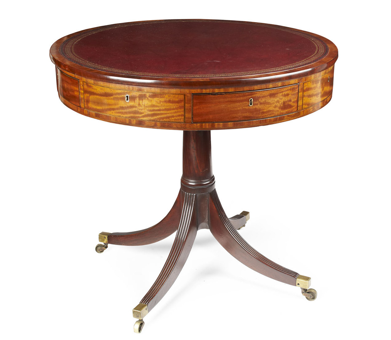 FINE REGENCY MAHOGANY DRUM LIBRARY TABLE