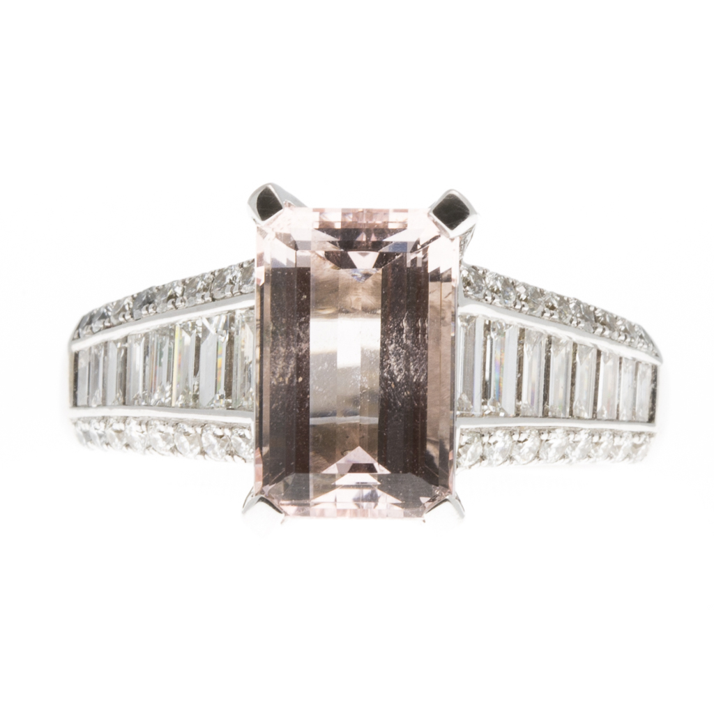 A morganite and diamond set ring