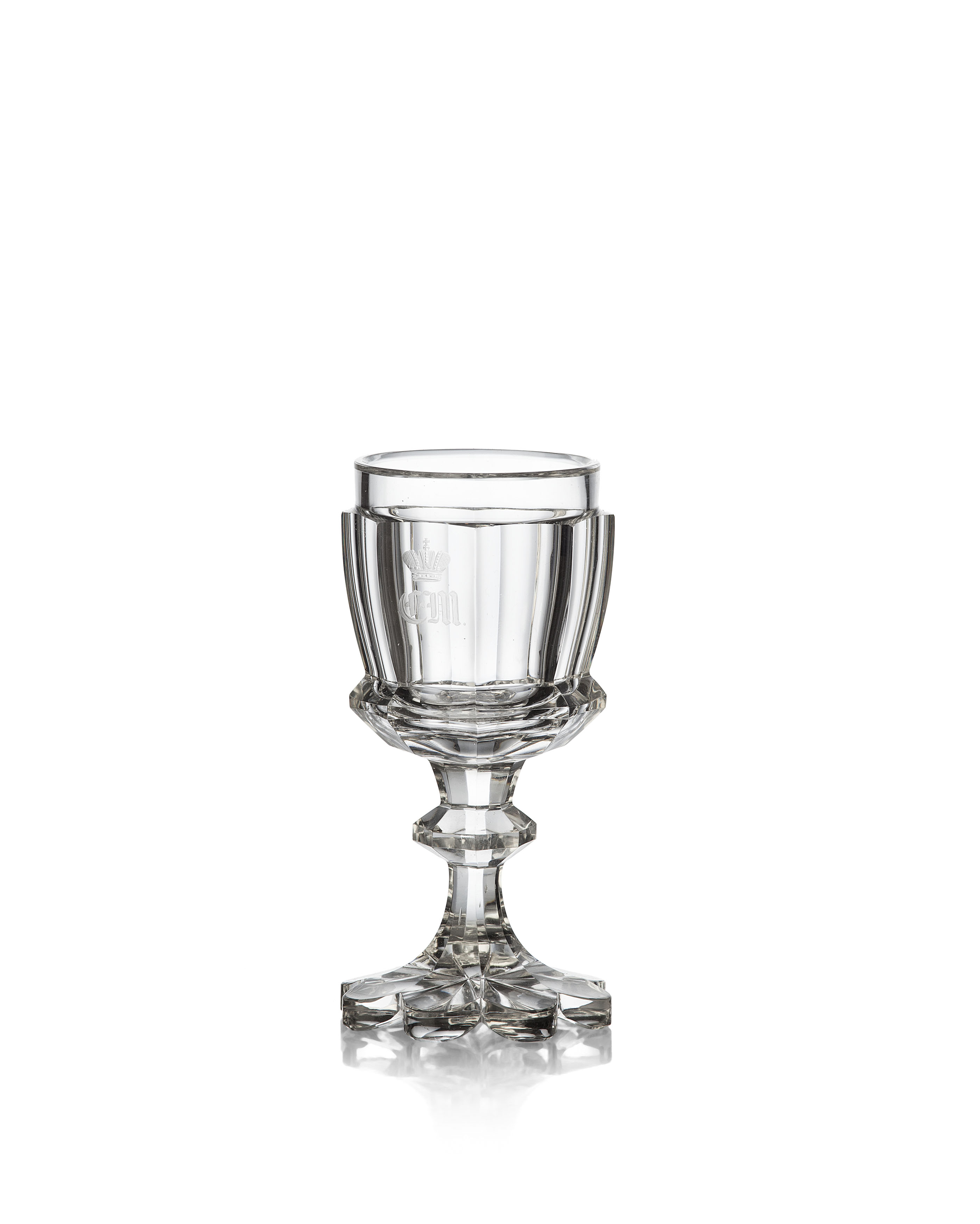 SET OF SIX RUSSIAN IMPERIAL GLASS WORKS SHERRY GLASSES FROM A BANQUET SERVICE