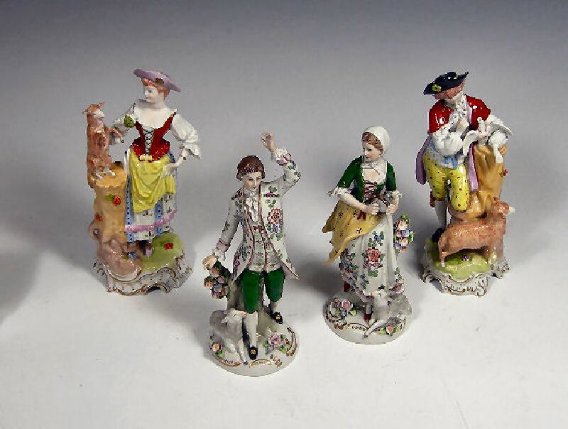 A pair of Dresden figures