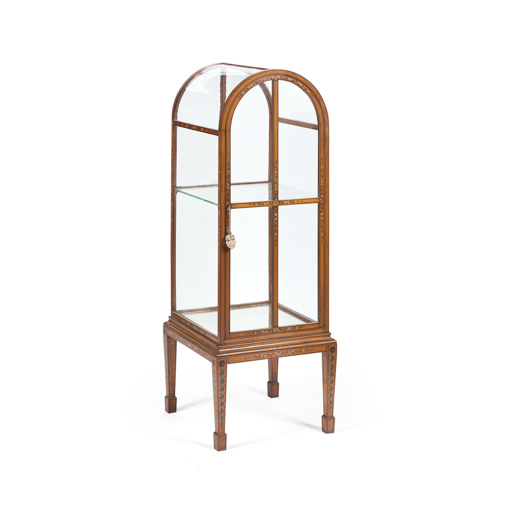 EDWARDIAN PAINTED SATINWOOD VITRINE
