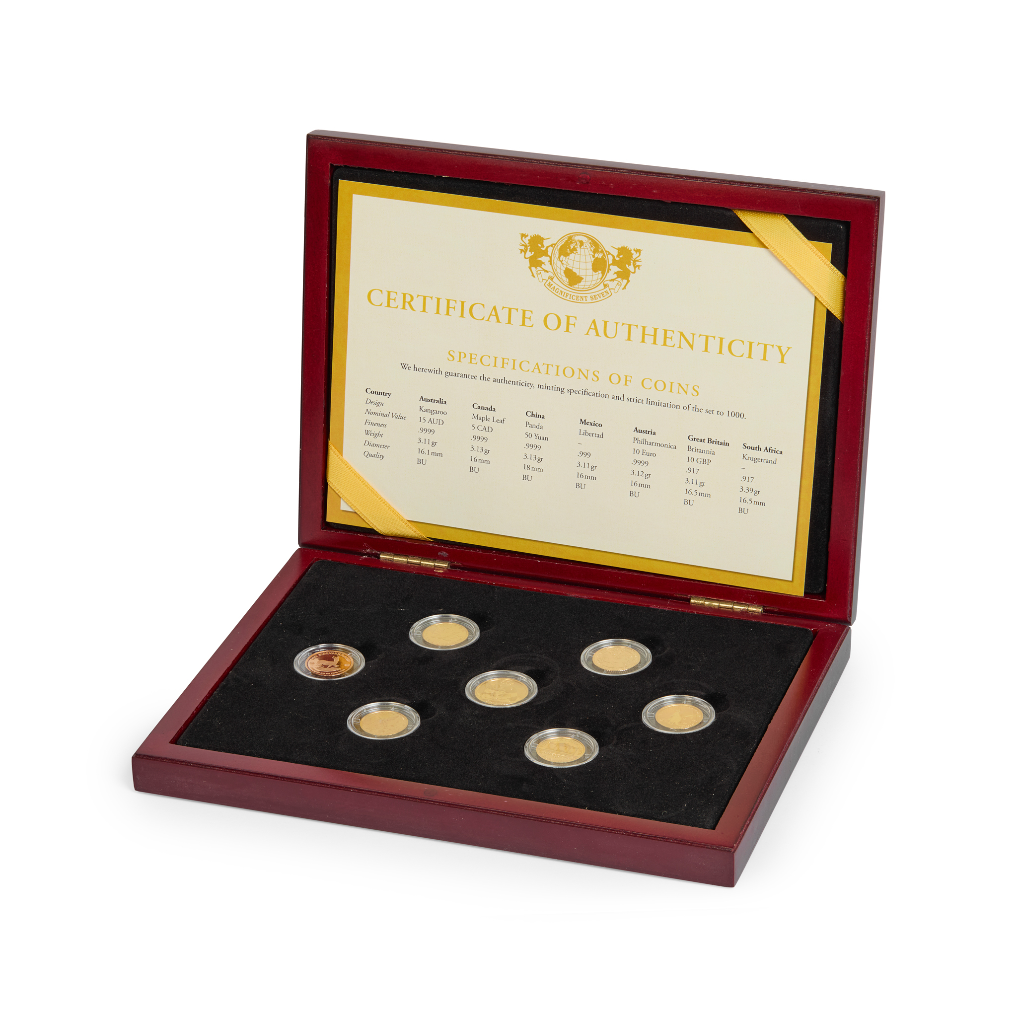 A SEVEN GOLD COIN SET