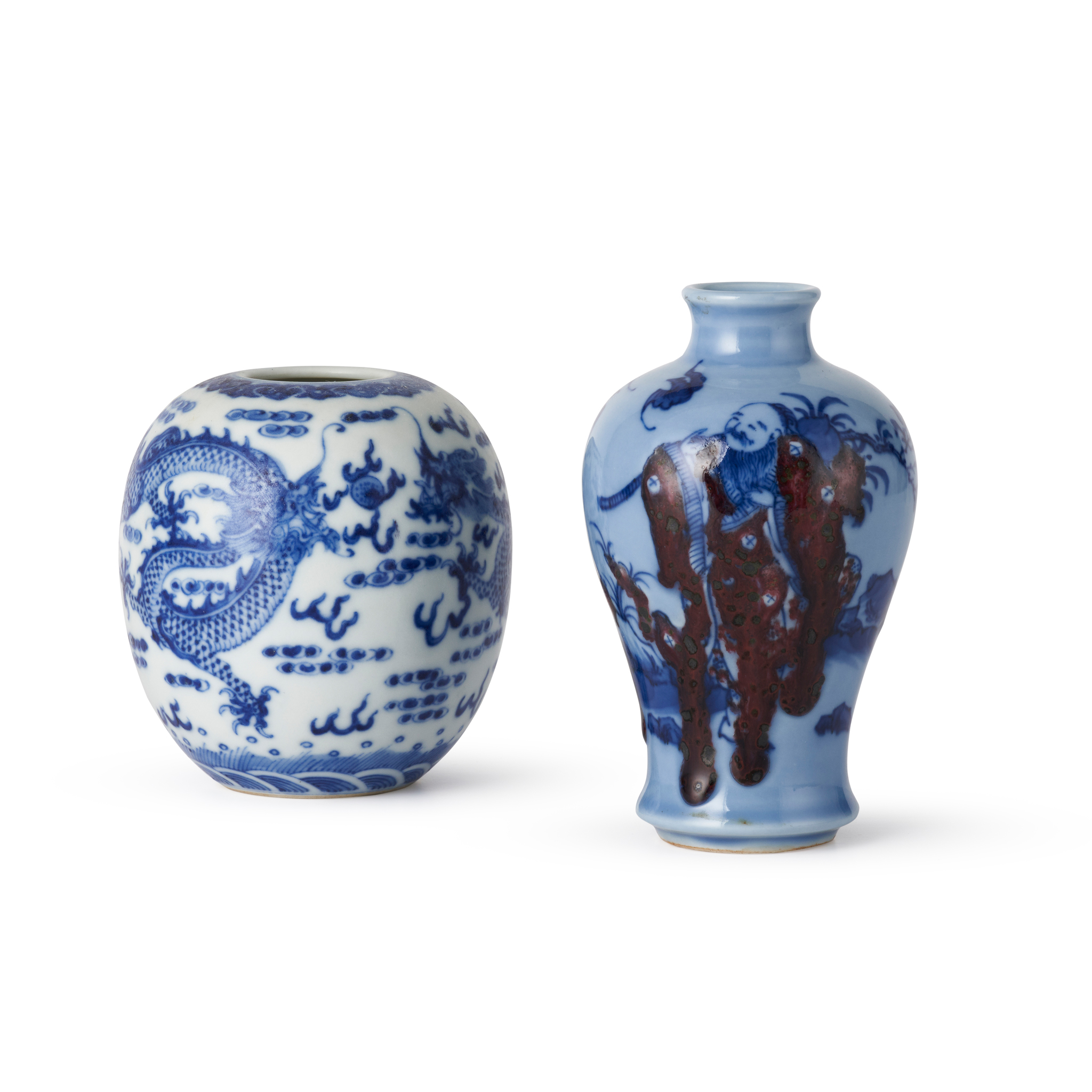 TWO BLUE AND WHITE WARES