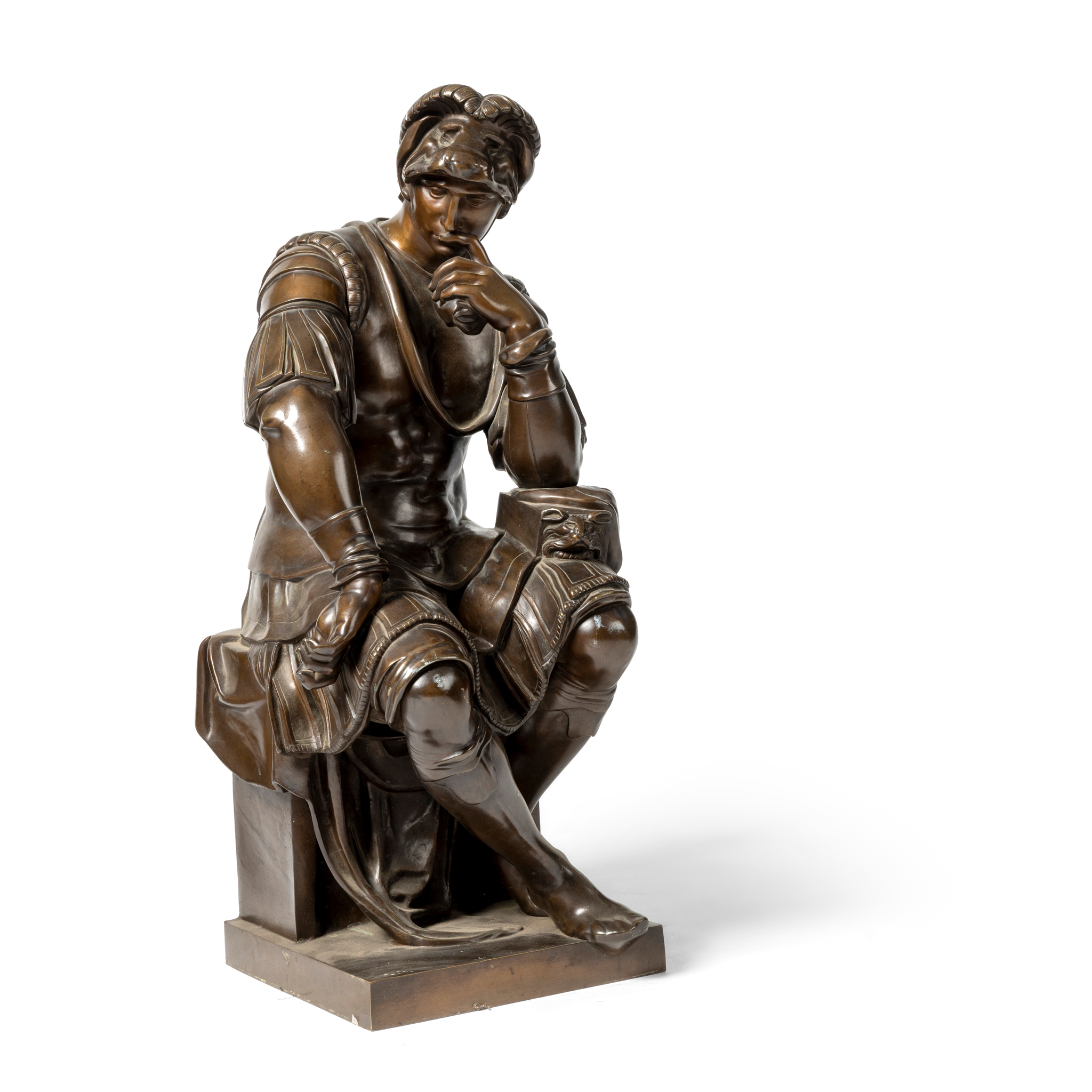 A BRONZE FIGURE GROUP OF LORENZO DE MEDICI, AFTER MICHAELANGELO (ITALIAN 1475-1564)