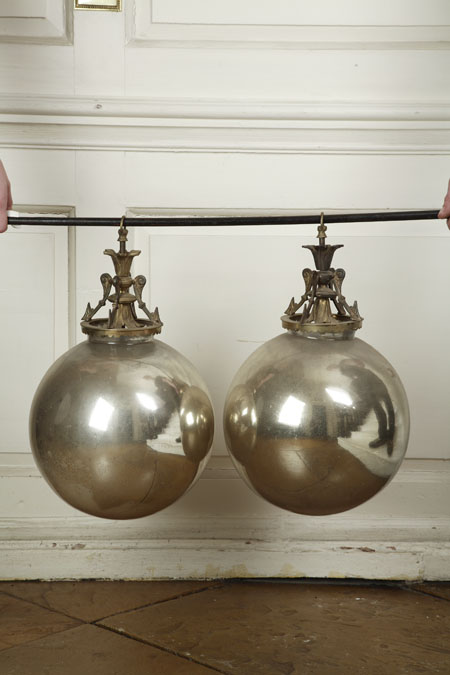 A pair of silvered glass ‘Witches’ balls