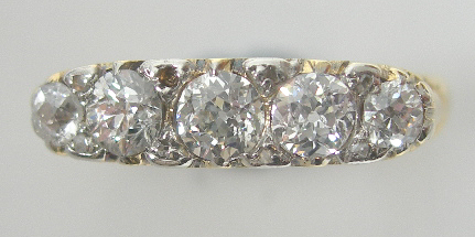 A Victorian 18ct gold mounted diamond ring,