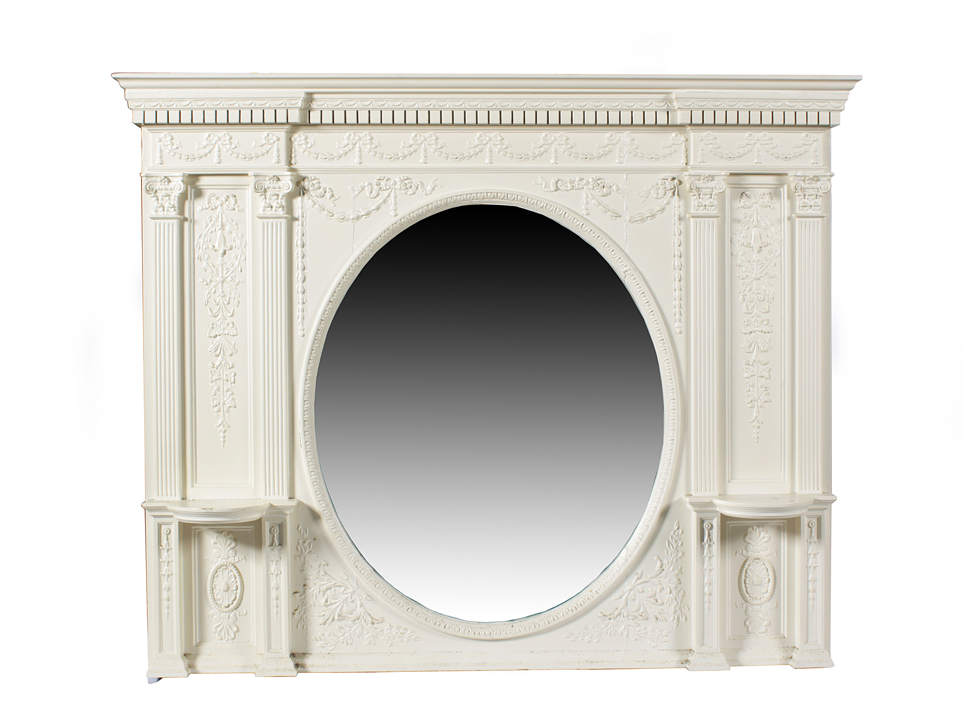 WHITE PAINTED OVERMANTLE MIRROR