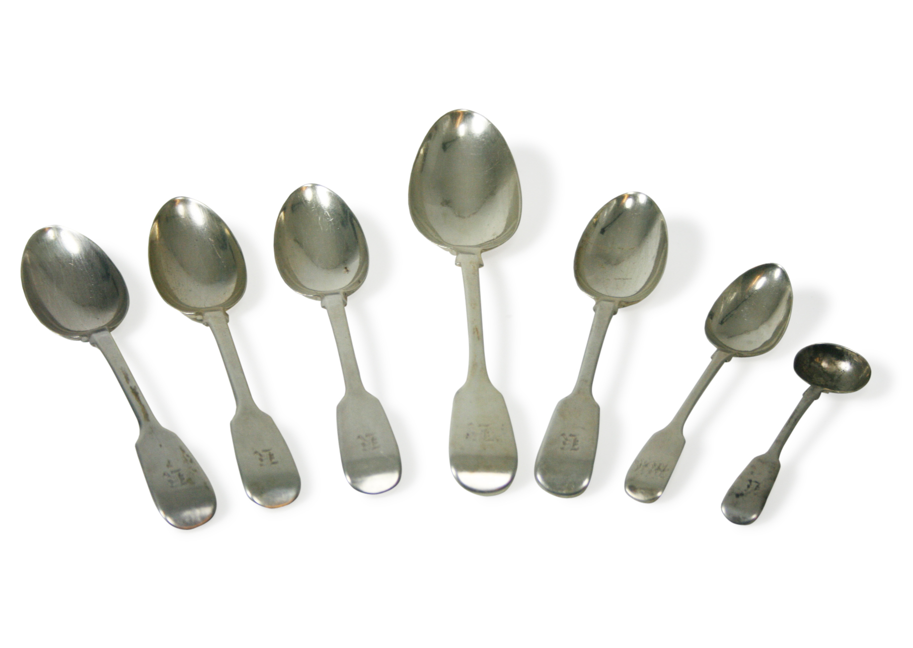 COLLECTION OF FIDDLE PATTERN SILVER FLATWARE