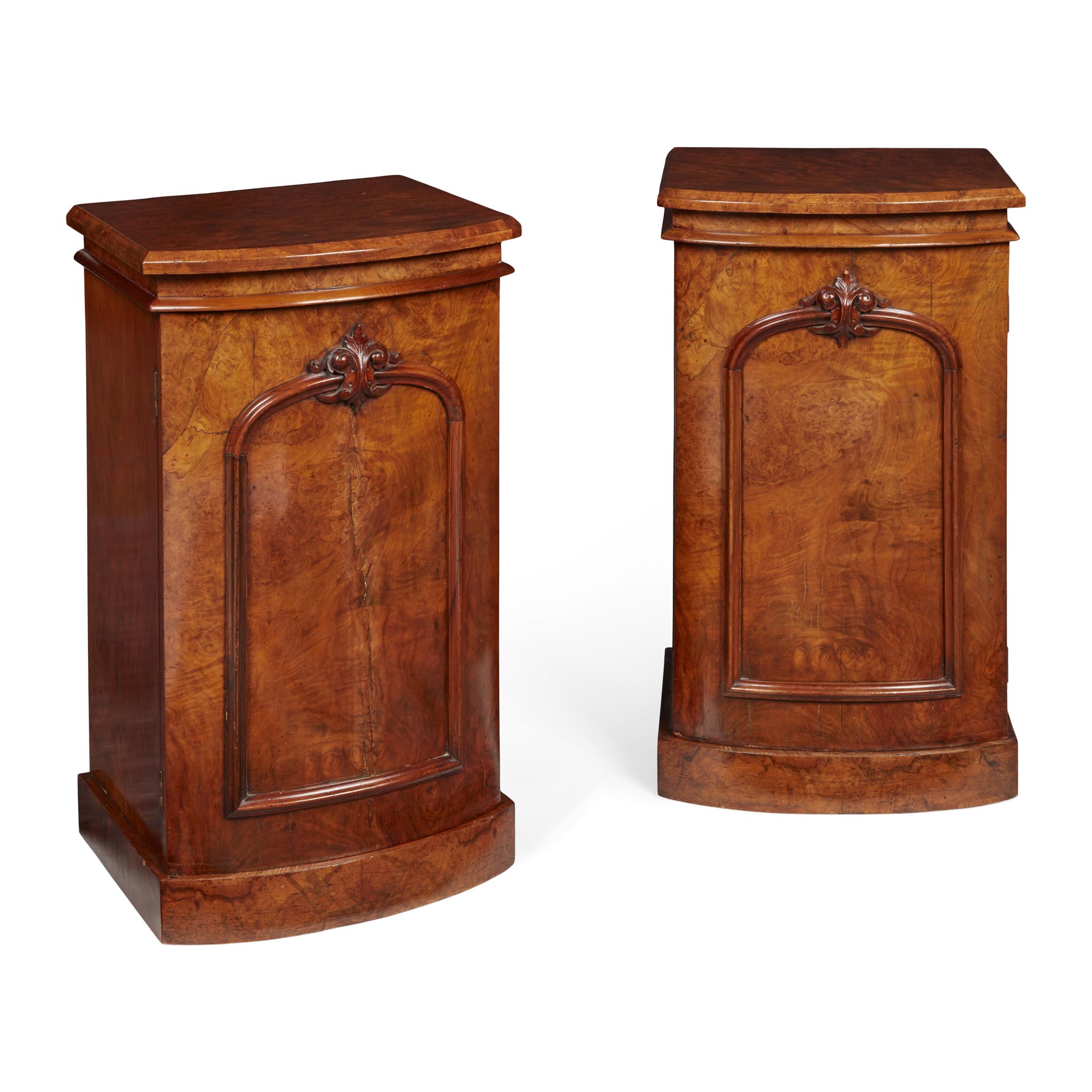 PAIR OF VICTORIAN WALNUT BEDSIDE CUPBOARDS