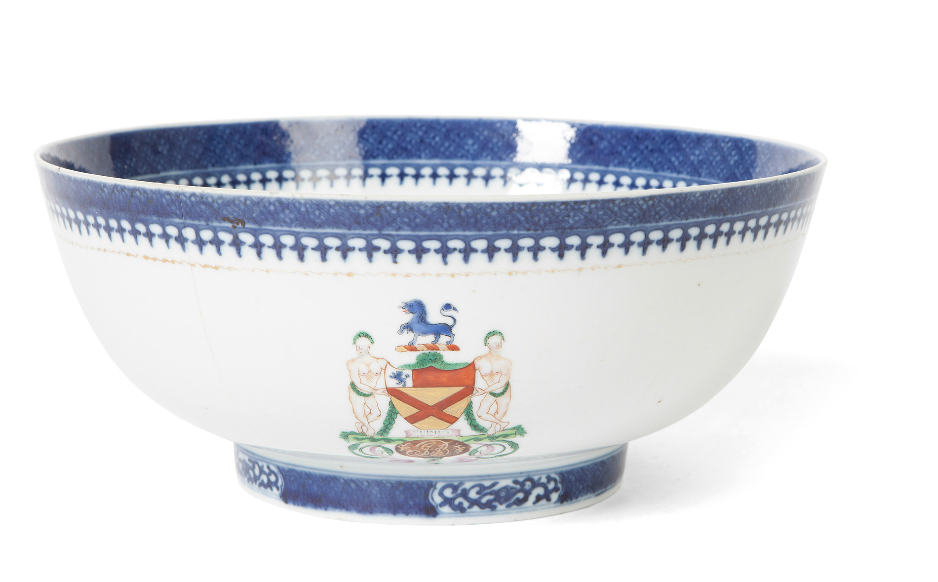 CHINESE ARMORIAL PUNCH BOWL WITH ARMS OF BRUCE AND THE EARLS OF ELGIN