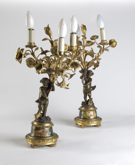 A pair of 19th century French three branch candelabra