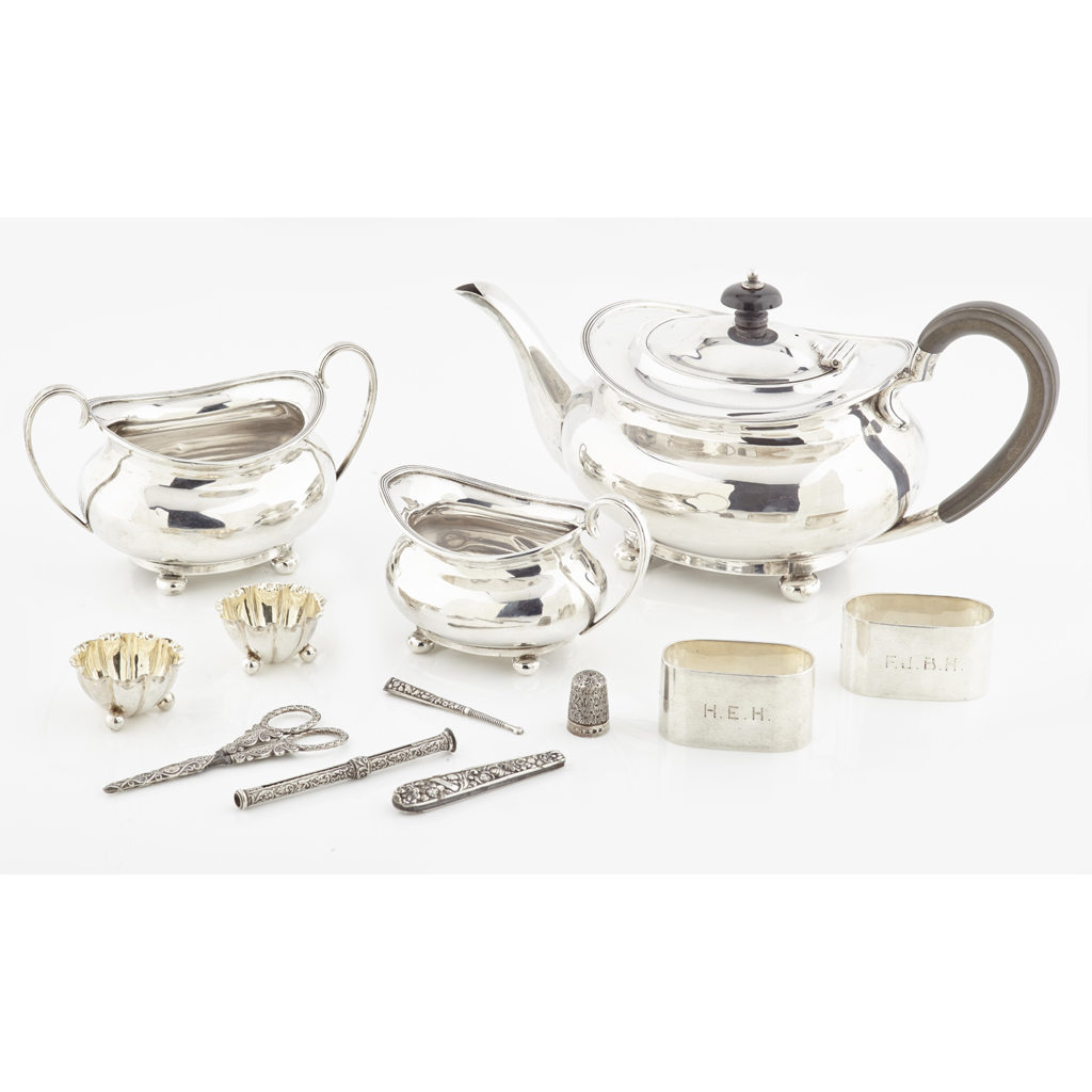 A three piece tea service