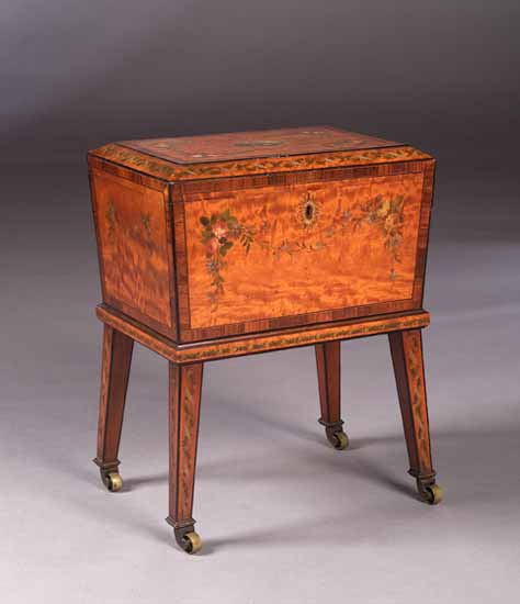 A late Victorian satinwood work box