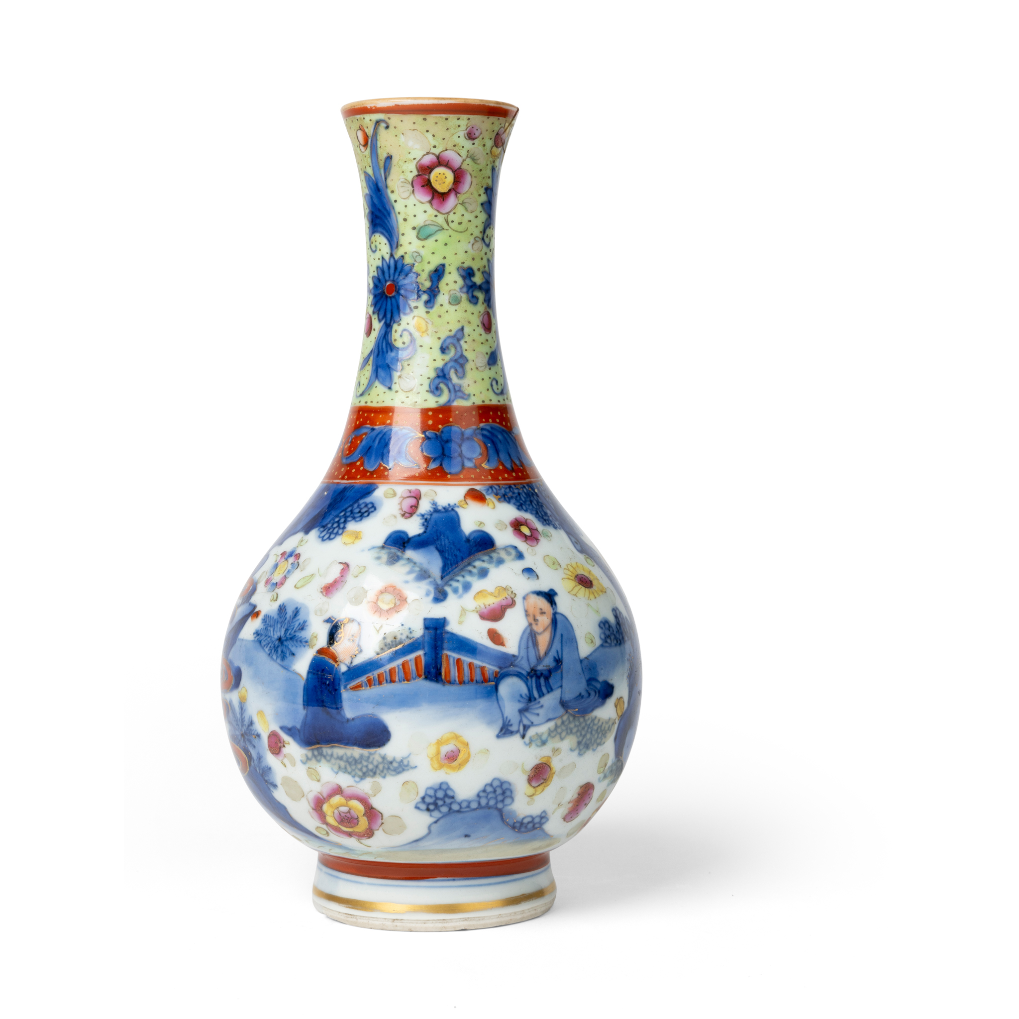 CHINESE BLUE AND WHITE 'CLOBBERED' VASE