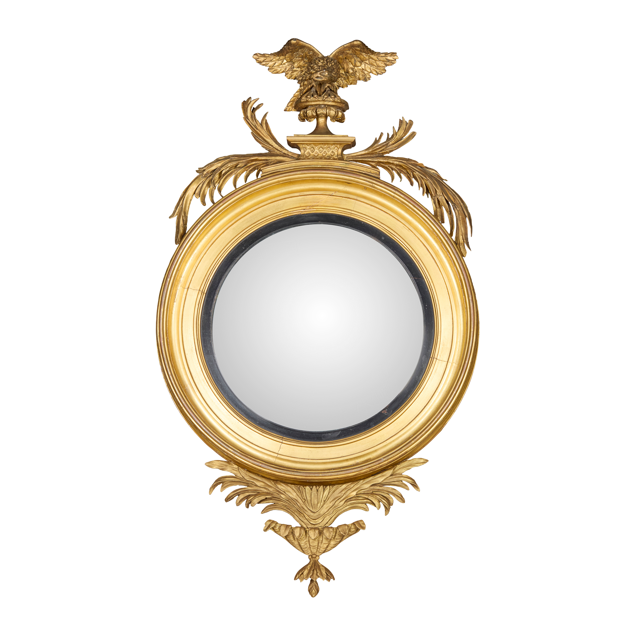 LARGE REGENCY GILT CONVEX MIRROR
