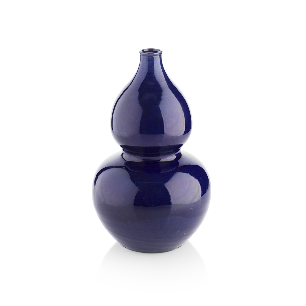 BLUE GLAZED DOUBLE-GOURD VASE