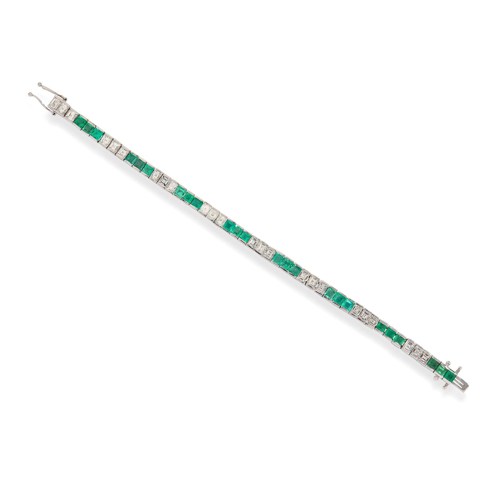 An emerald and diamond bracelet