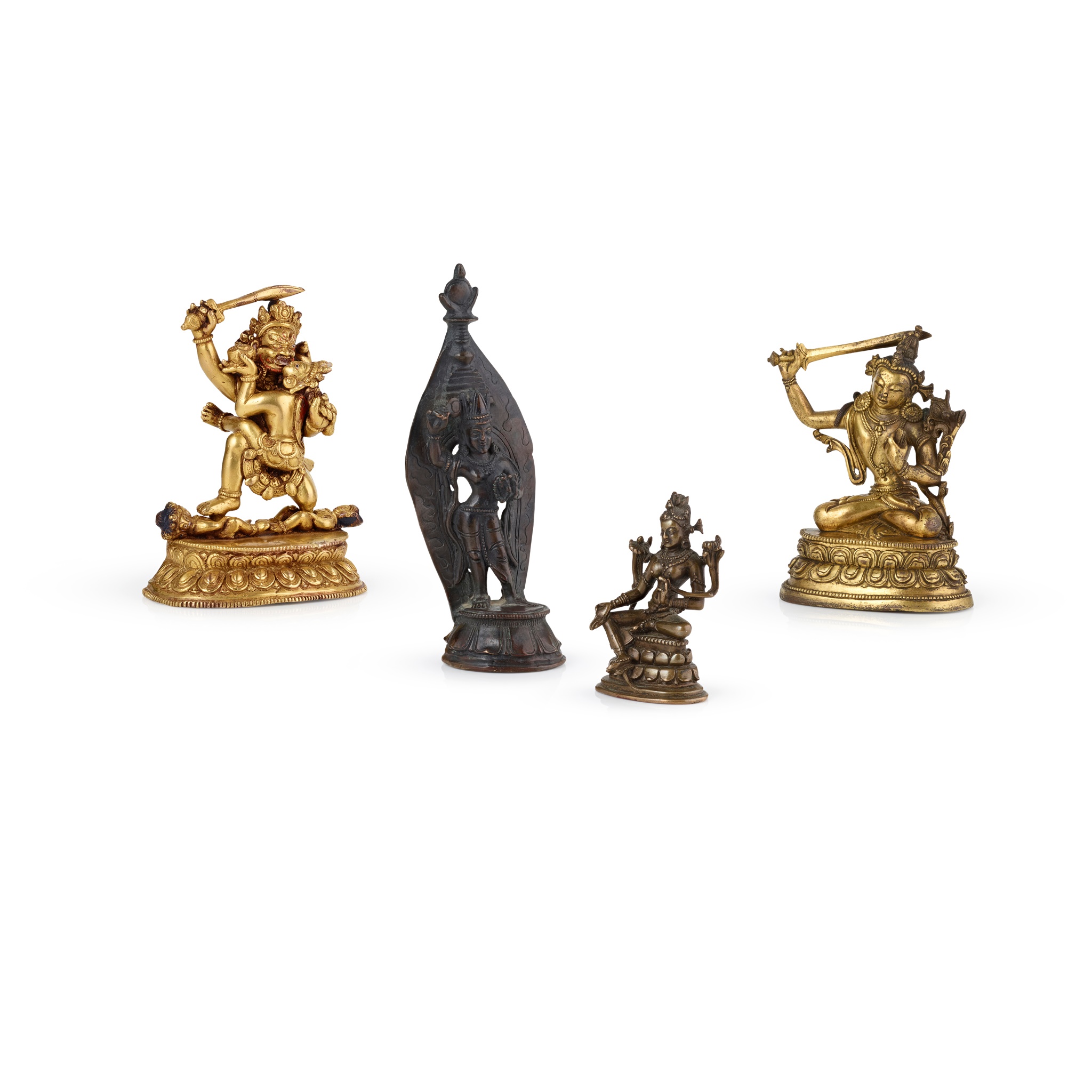 GROUP OF FOUR BRONZE DEITIES