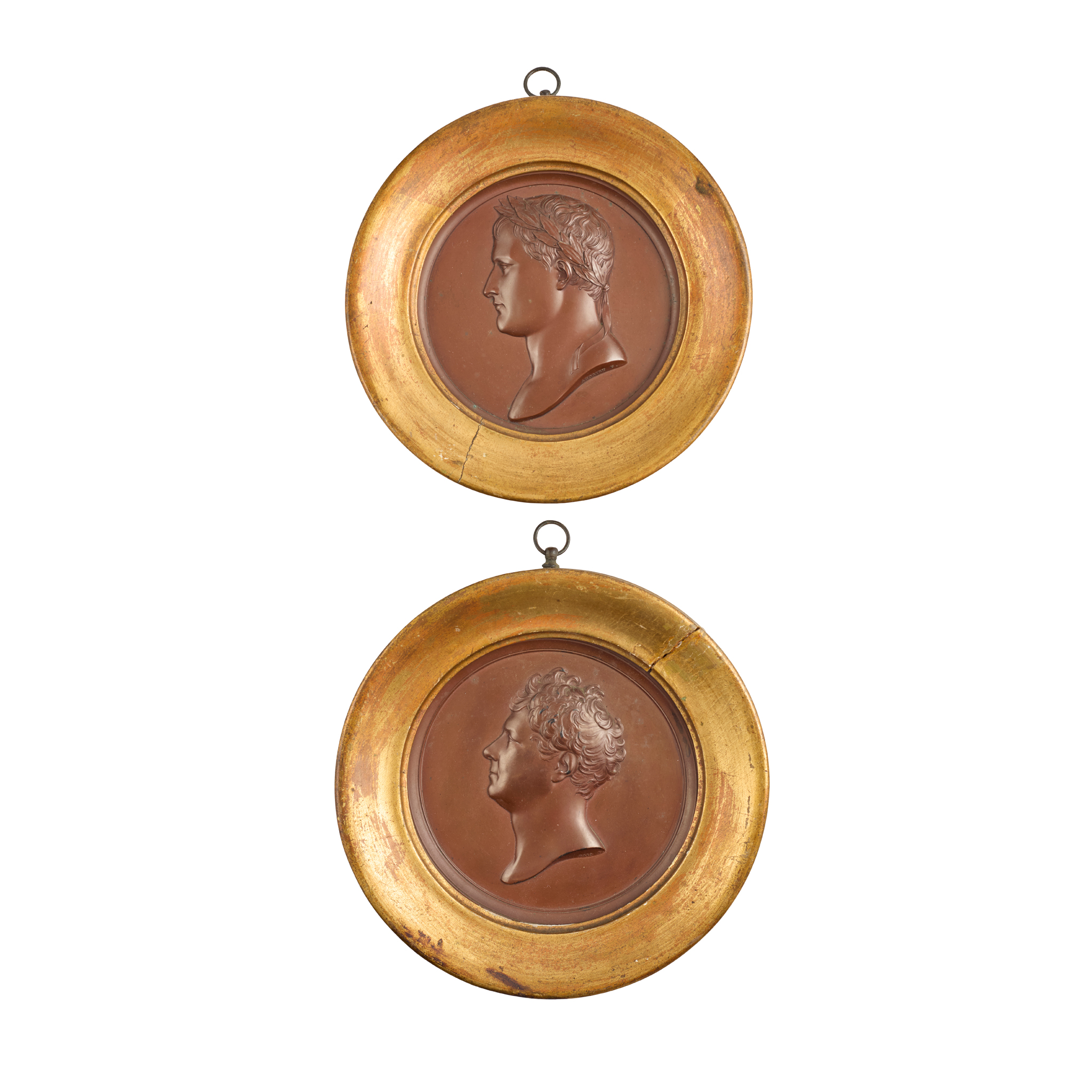 TWO BRONZE RELIEF PORTRAIT PLAQUES OF NAPOLEON AND GEORGE IV