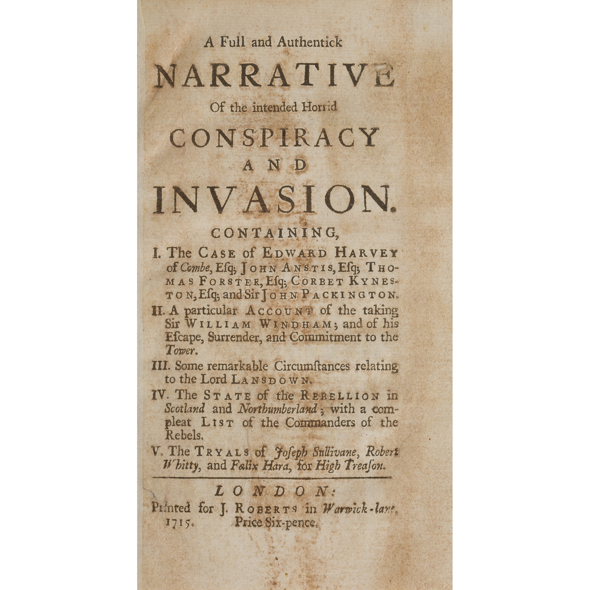 JACOBITE PAMPHLETS 1715-1717