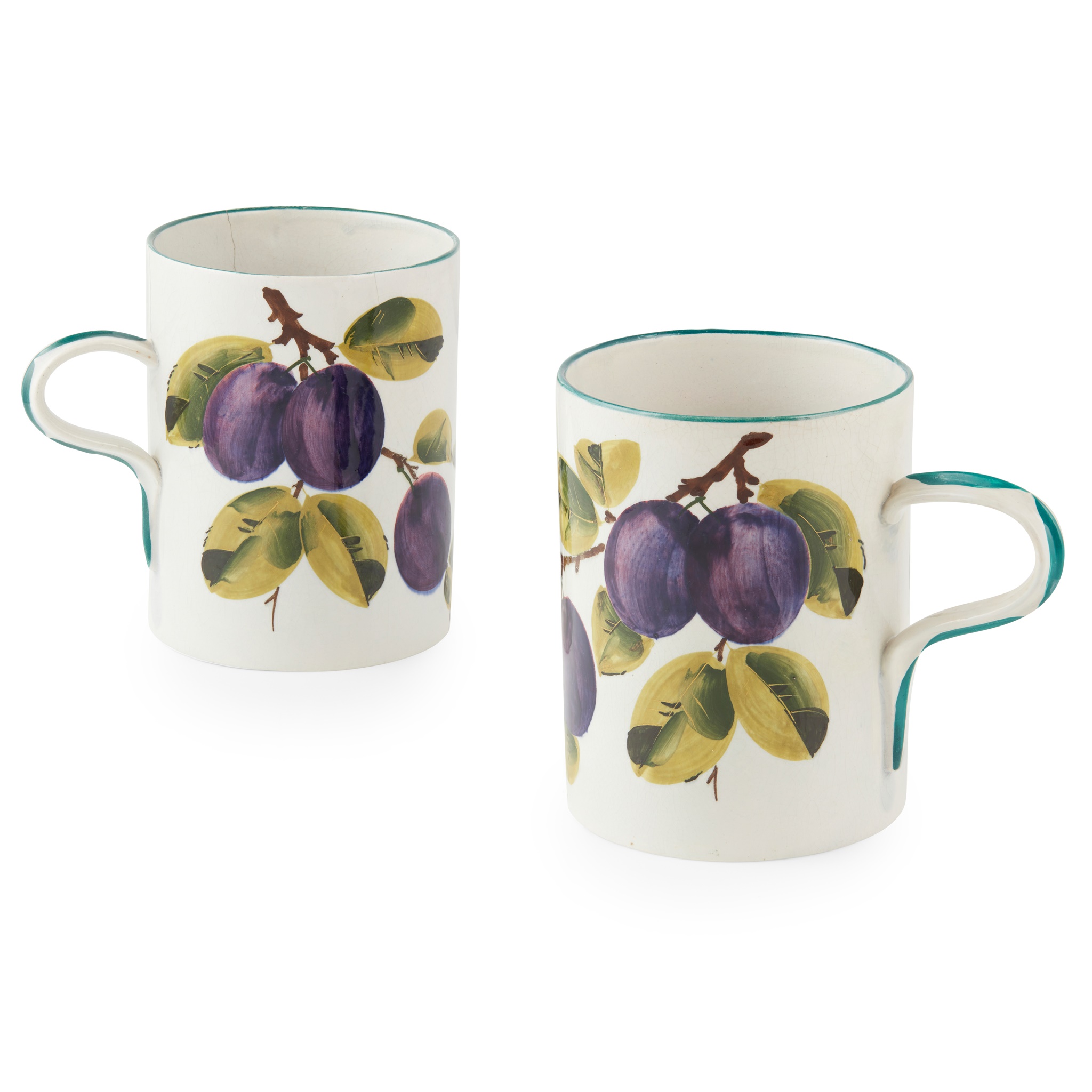 A PAIR OF LARGE WEMYSS WARE MUGS