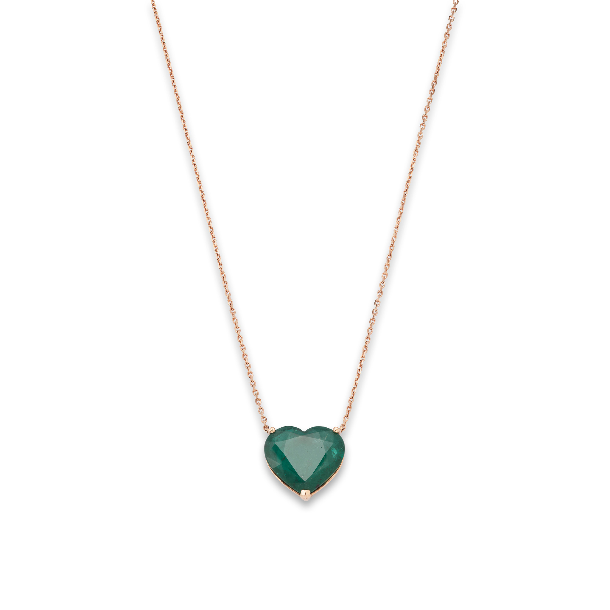 An emerald and rose gold pendant necklace
