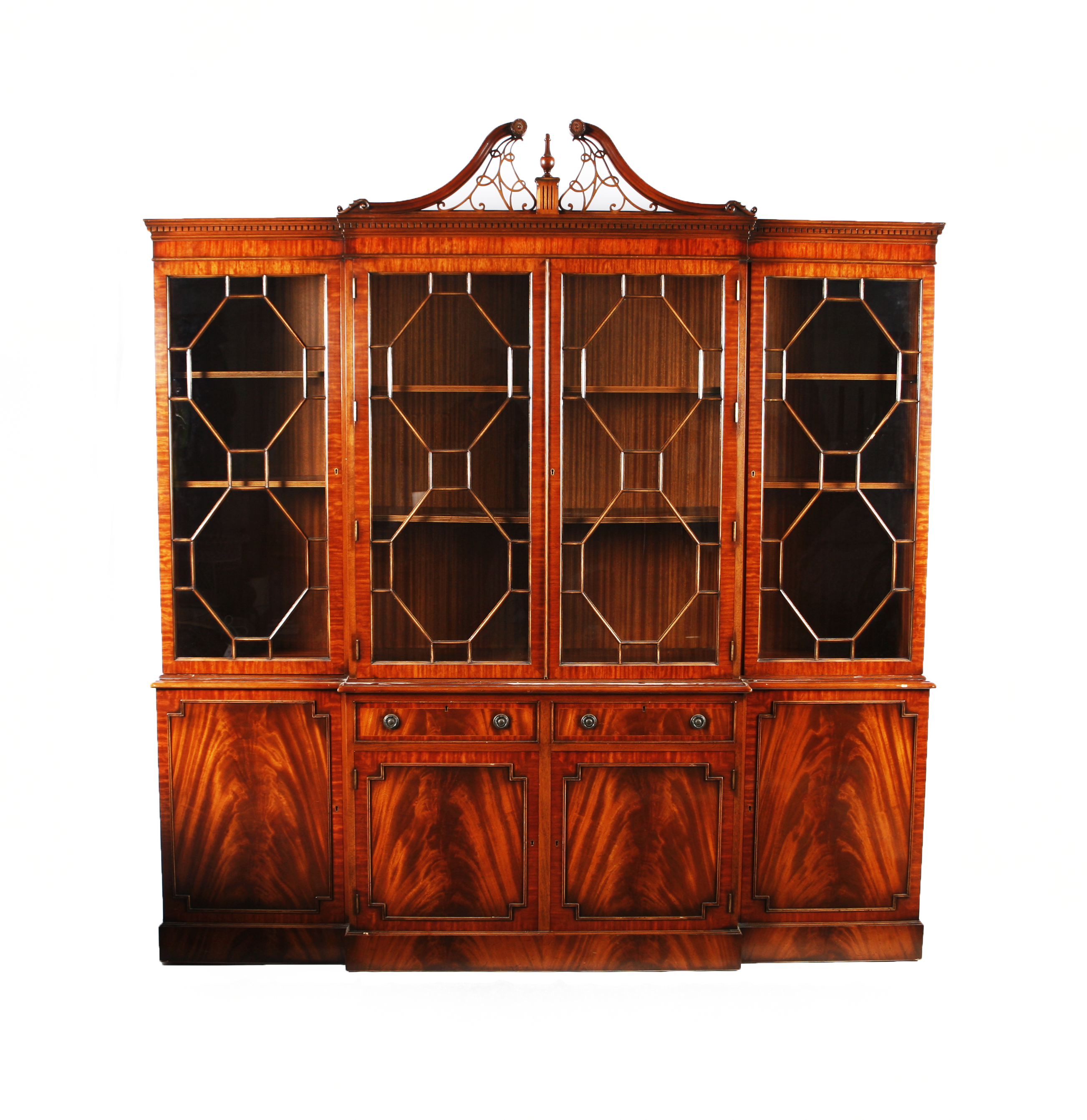 GEORGE III STYLE MAHOGANY BREAKFRONT BOOKCASE
