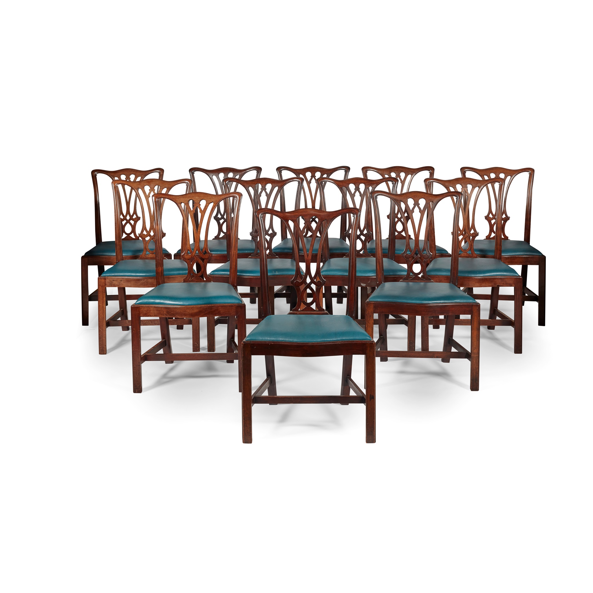 SET OF FOURTEEN GEORGIAN STYLE MAHOGANY DINING CHAIRS