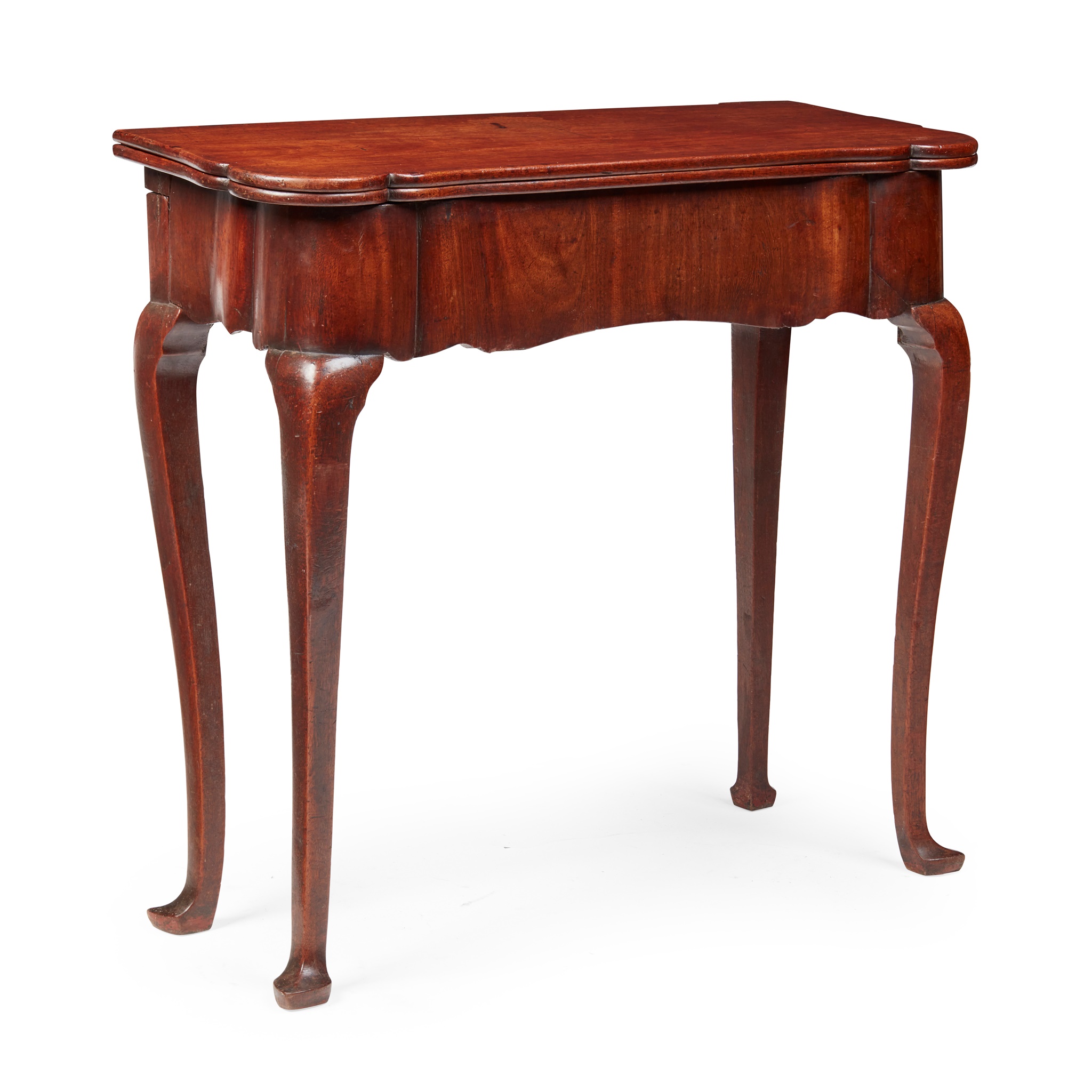 GEORGE II RED WALNUT TEA/ SILVER TABLE