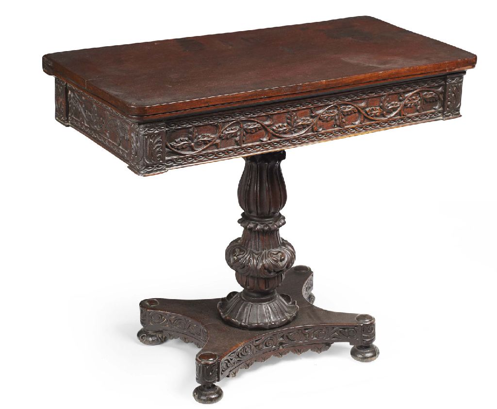 ANGLO-INDIAN ROSEWOOD CARD TABLE