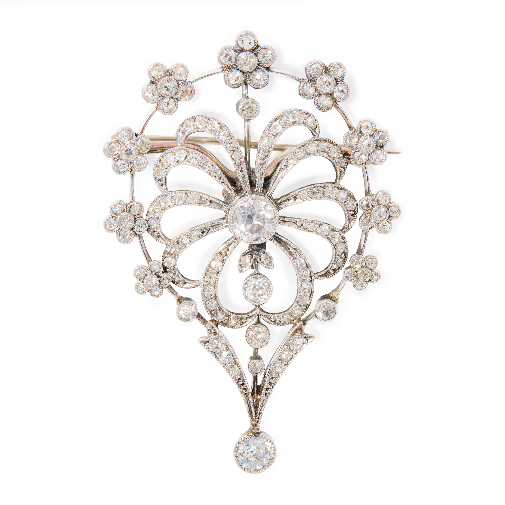 An early 20th century diamond floral brooch