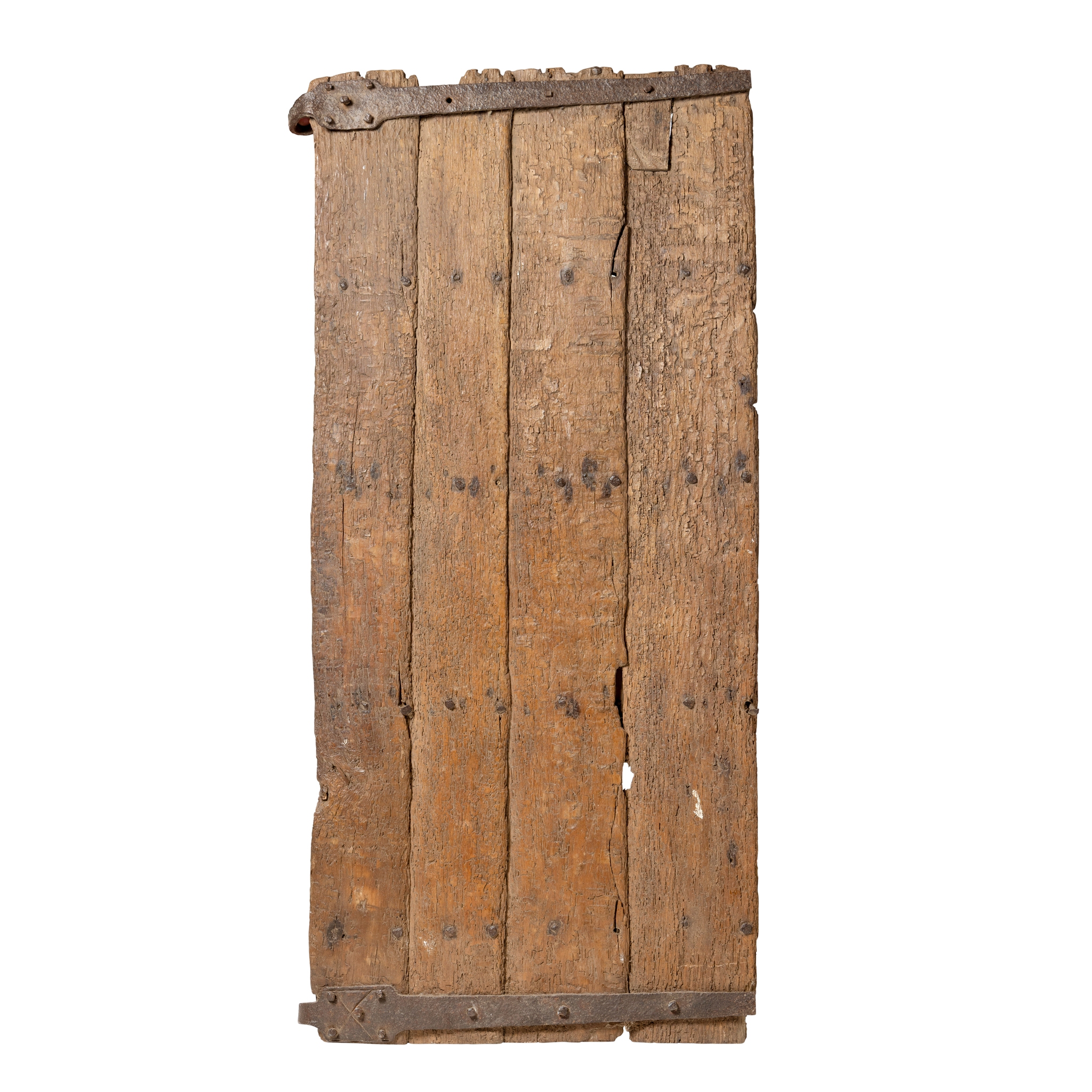 AN OAK IRON BOUND CELL DOOR