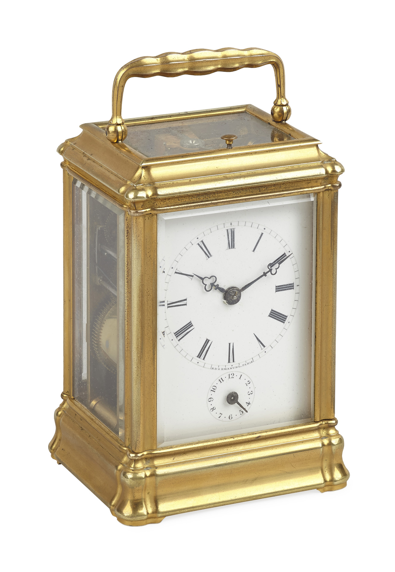 FRENCH BRASS REPEATING CARRIAGE CLOCK